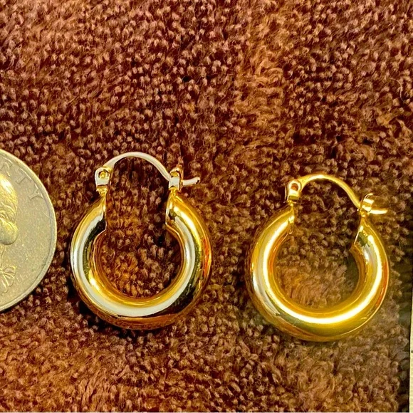 Versatile 1-inch hinge Gold Hoops with (removable crystals) Earrings - Picture 4 of 5